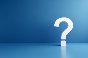 White question mark symbol on blue background. Problem, solution, confusion counseling concept.