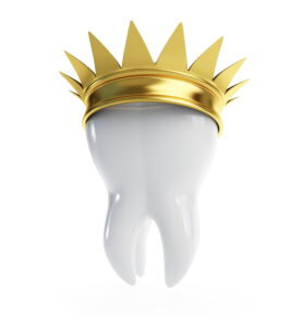 tooth gold crown on a white background