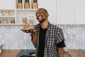 guy with pancakes smiling cedar rapids ia actually enjoy